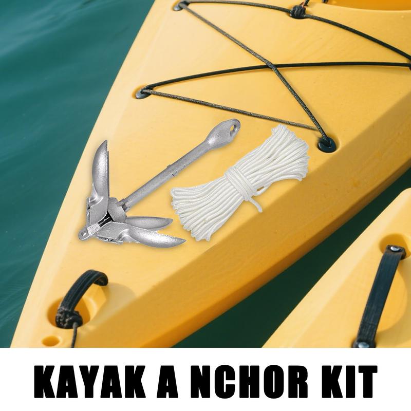 Fishing Boat Anchor - カヌーアンカーコンパクトカヤックアンカーシステム折りたたみ高耐久回収可能なボートアクセサリー湖釣りカヤックドック用