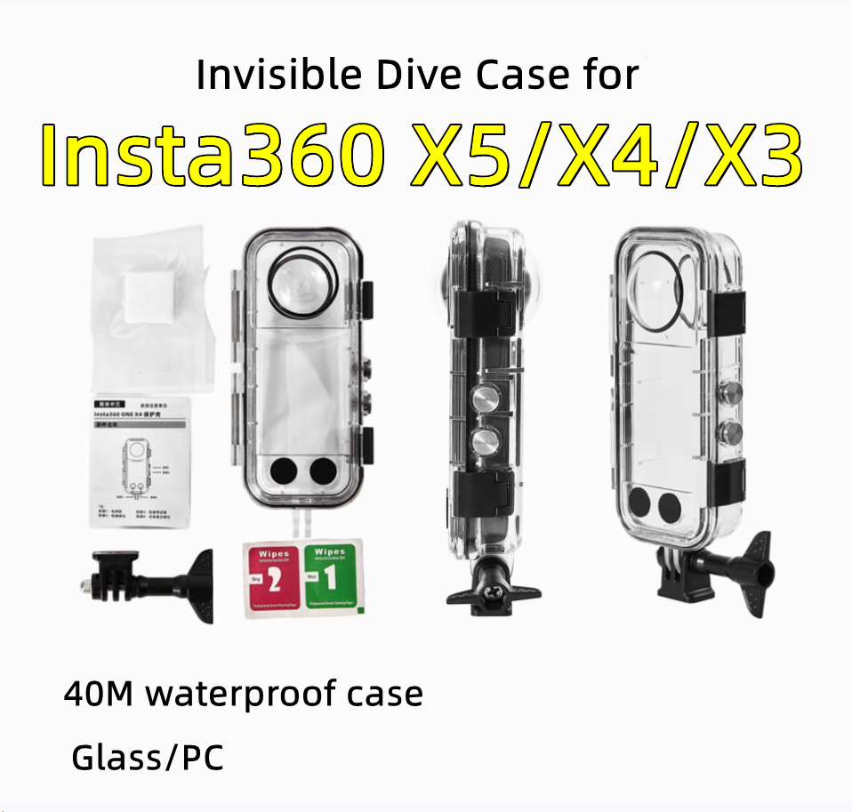 Fishing Boat Cover - Insta360 X3 X4 X5用インビジブルケース 防水ハウジングカバー Insta